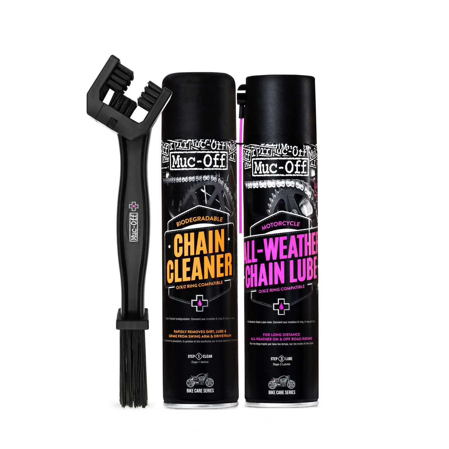 Muc-Off Motorcycle Chain Care Kit Chain Cleaner All Weather Lube & Cleaning Brush