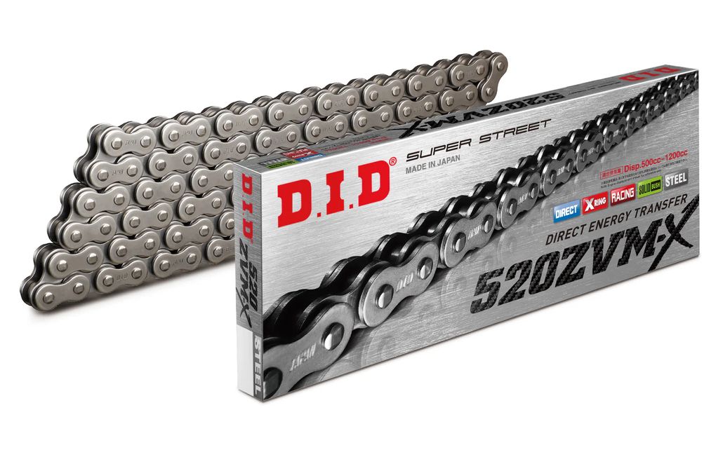 DID Chain Super Heavy Duty X-Ring Silver ZVM-X 520-114L (38.9KN) (ZJ Rivet Link)