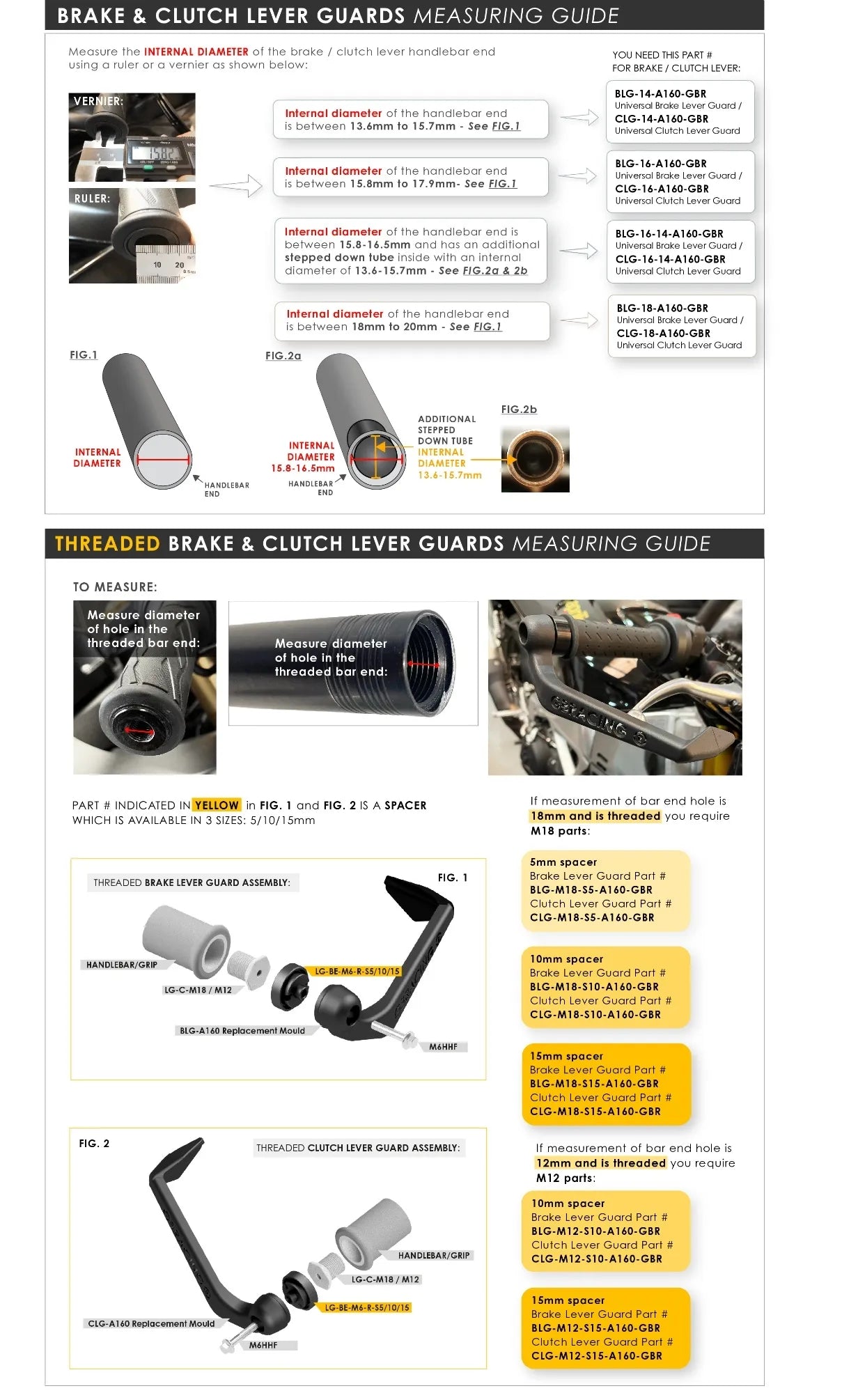 Brake Lever Guard For Aftermarket Bars with 16mm insert GSXR600/750