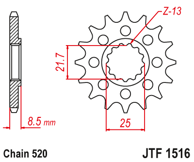 JT 15 Teeth Front Sprocket JTF1516.15 for <<< 520 Chain Conversion Kawasaki ZX-10R (ZX1000) Ninja 2004 to 2025