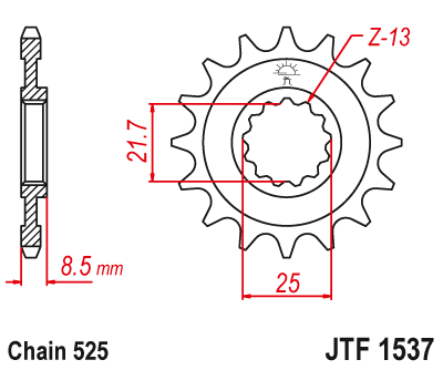 JT 16 Teeth Front Sprocket JTF1537.16 for <<<standard 525 Chain Kawasaki ZX-10R (ZX1000) Ninja 2004 to 2025