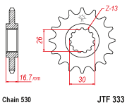JT 16 Teeth Front Sprocket JTF333.16 for <<<standard 530 Chain Honda Fireblade 2005-16