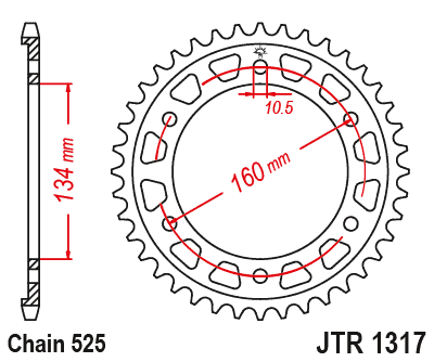 JT 40 Teeth Rear Sprocket JTR1317.40 for <<<standard 525 Chain Honda Fireblade 2017-24 CBR600RR 2003-2016