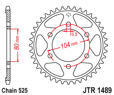 JT 40 Teeth Black Rear Sprocket JTR1489.40 for <<<standard 525 Chain Kawasaki ZX-10R (ZX1000) Ninja 2004 to 2025