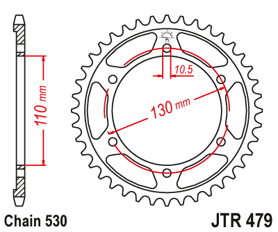 JT 44 Teeth Rear Sprocket JTR479.44 for <<<Standard 530 Chain Yamaha YZF R1 2004-2014