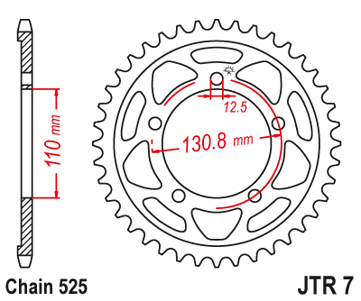 JT 45 Teeth Rear Sprocket JTR7.45 for <<<Standard 525 Chain BMW S1000 RR 2009-2020