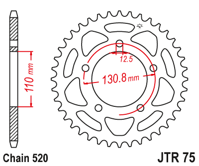 JT 44 Teeth Rear Sprocket JTR75.44 for <<< 520 Chain Conversion BMW S1000 RR 2009 to 2024
