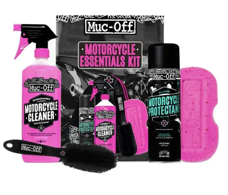 Muc-Off Motorcycle Essentials Cleaning and Protection Kit Free Del