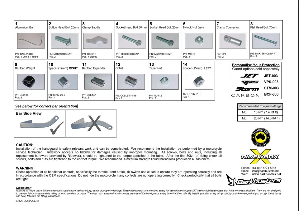 BarkBusters VPS Red Handguards & Two Point Mounts for Honda CRF300 Rally 2021-2025