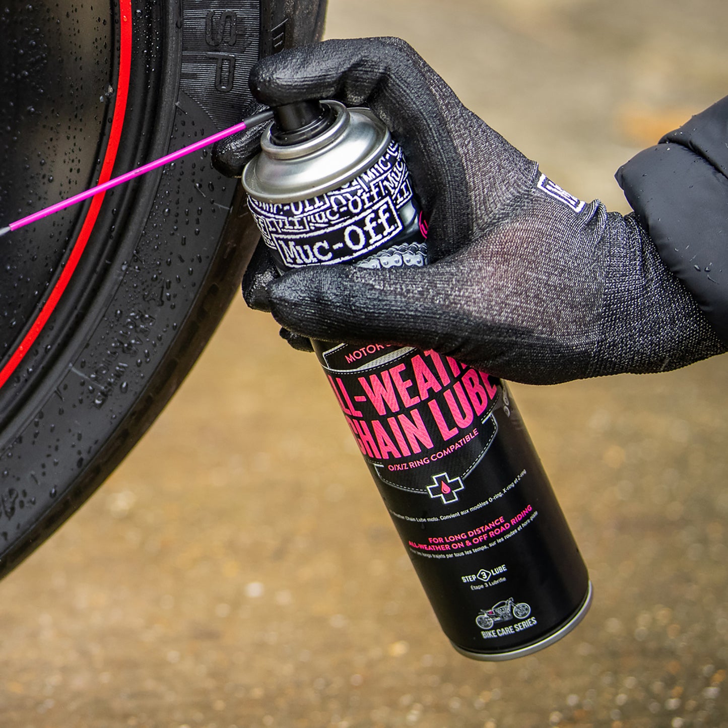Muc-Off Motorcycle Chain Care Kit Chain Cleaner All Weather Lube & Cleaning Brush