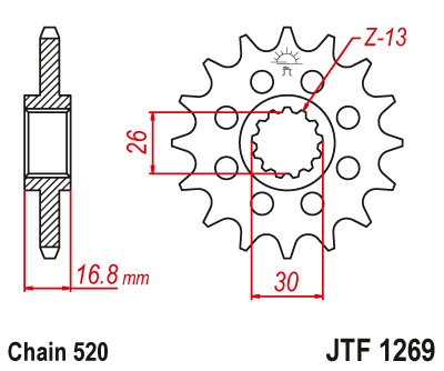JT 14 Teeth Front Sprocket JTF1269.14 for <<< 520 Chain Conversion Honda Fireblade 2005-16 & CBR600 RR 2003-2016