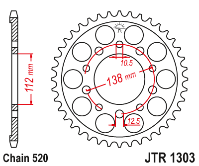 JT 43 Teeth Rear Sprocket JTR1303.43 for <<< 520 Chain Conversion Yamaha YZF R1& R1 M 2015 to 2021
