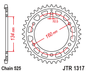 JT 43 Teeth Rear Sprocket JTR1317.43 for <<<standard 525 Chain Honda Fireblade 2017-24 CBR600RR 2003-2016