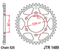 JT 44 Teeth Black Rear Sprocket JTR1489.44 for <<<standard 525 Chain Kawasaki ZX-10R (ZX1000) Ninja 2004 to 2025