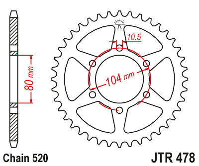 JT 46 Teeth Black Rear Sprocket JTR478.46 for <<<standard 520 Chain Kawasaki ZX-6R & 636 2007-2024