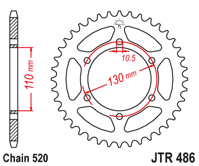 JT 40 Teeth Rear Sprocket JTR1486.40 for <<< 520 Chain Conversion Yamaha YZF R1 2004 to 2014 YZF R6 1999 to 2024