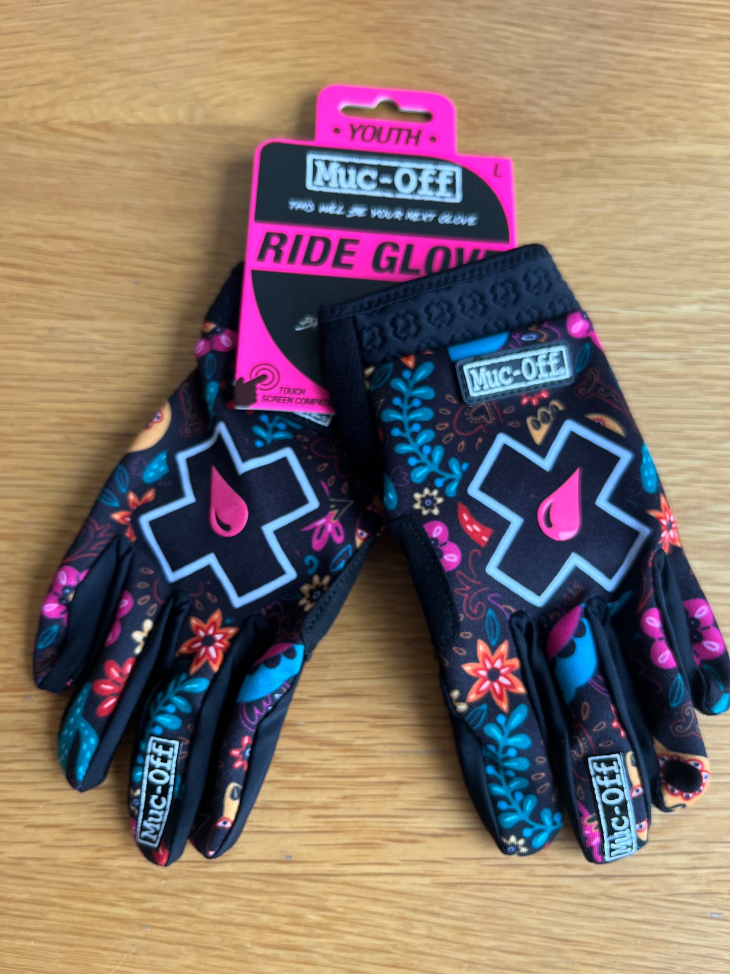 Muc-Off Youth Rider Gloves - Shred Hot Chilli Pepper-Kids Size YL-MTB-MOTO-BMX Free Shipping
