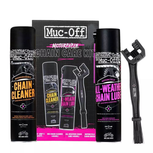 Muc-Off Motorcycle Chain Care Kit Chain Cleaner All Weather Lube & Cleaning Brush