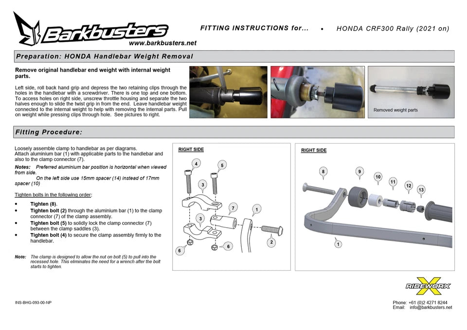 BarkBusters VPS Red Handguards & Two Point Mounts for Honda CRF300 Rally 2021-2025